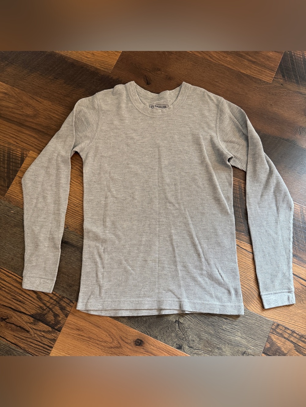 Magellan Outdoors Light Gray Waffle Crew Neck Long Sleeve - Picture 2 of 5